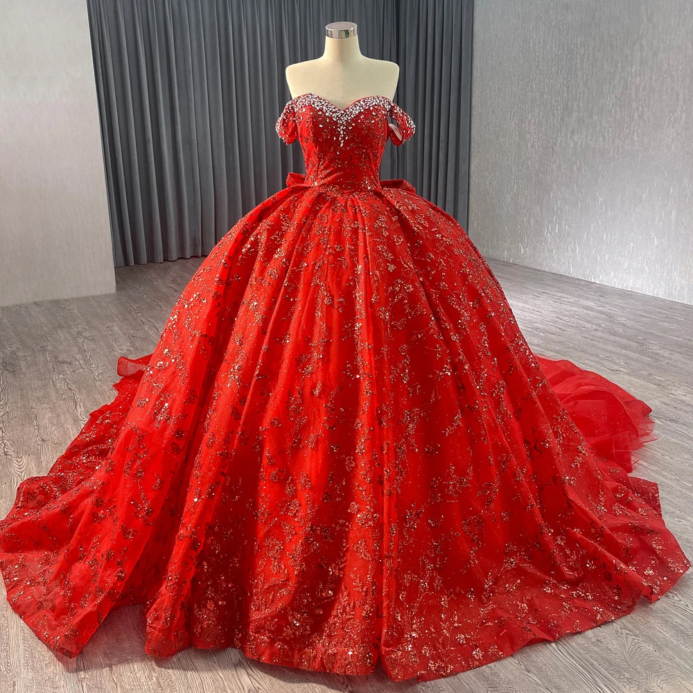 Red Quinceanera Dresses Sweetheart Beaded Sweet 16 Party Ball Gowns Rsm241043-1