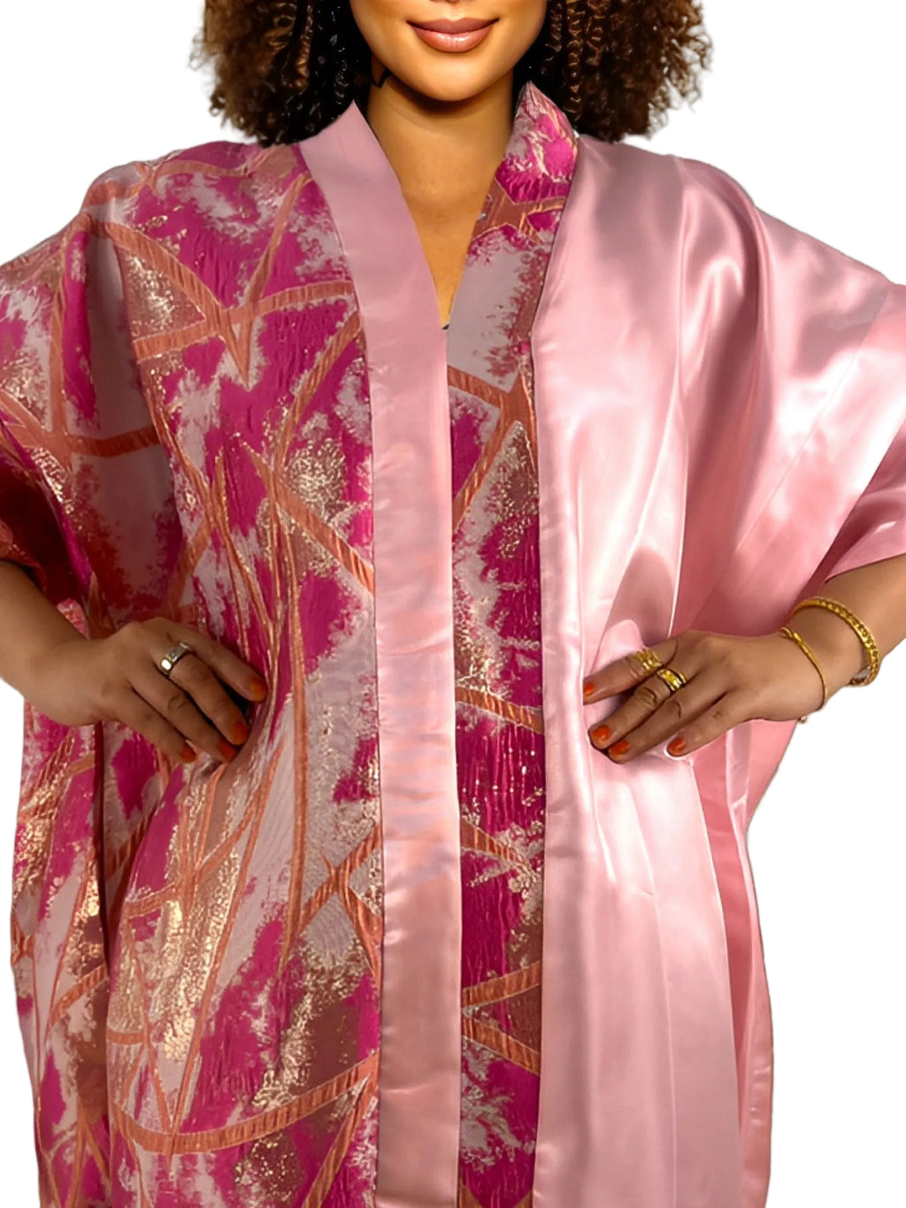 Luxury African Dashiki Gown for Women-Floral Embroidery Batwing Sleeve Loose Fit Maxi Dress