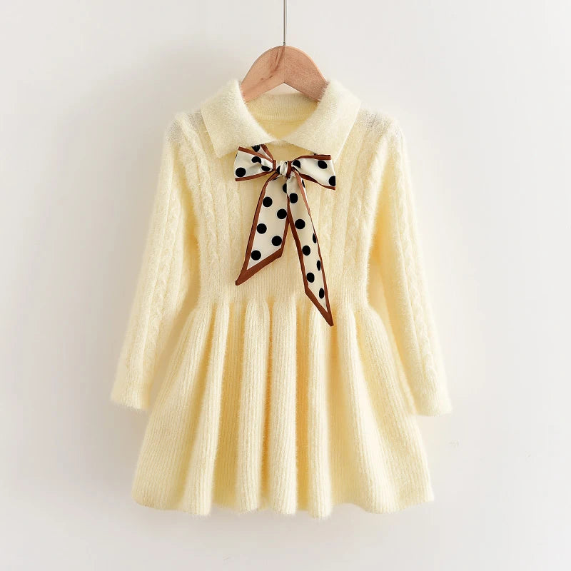 Bear Leader Autumn Winter Girls Sweater Long Sleeve Dress Vest Stripe Party Girl Baby Retro Knitted Wool Dress Casual Vestidos
