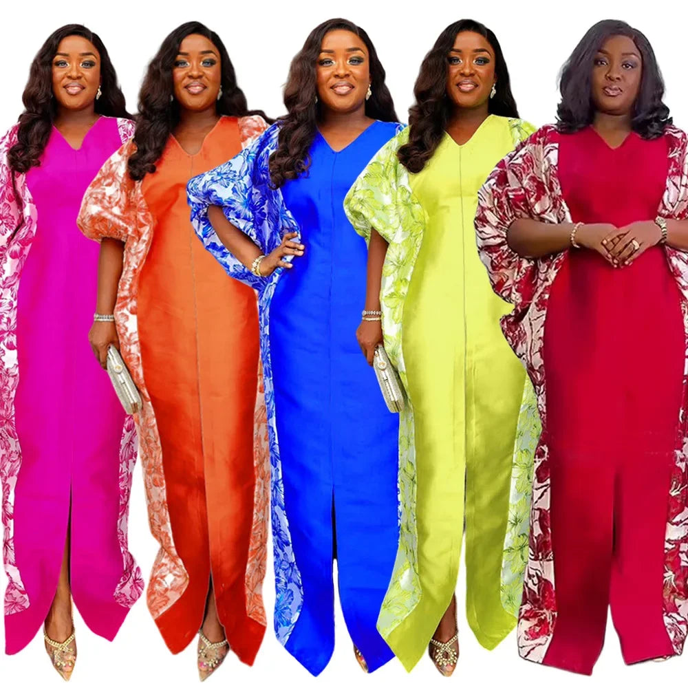 Customized Elegant African Dresses for Women Muslim Embroidery Boubou Robe Dashiki Africa Clothes Ankara Outfit Evening Gown wit