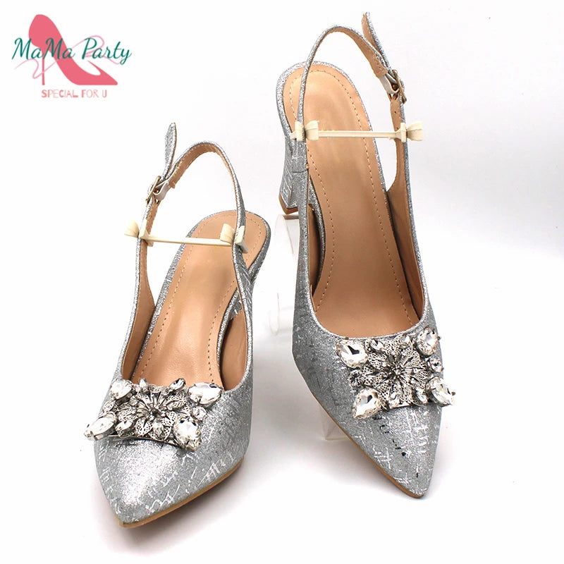 Nigerian Women Shoes and Bag Set in Gold Color High Quality New Arrivals Classics Style for Garden Party