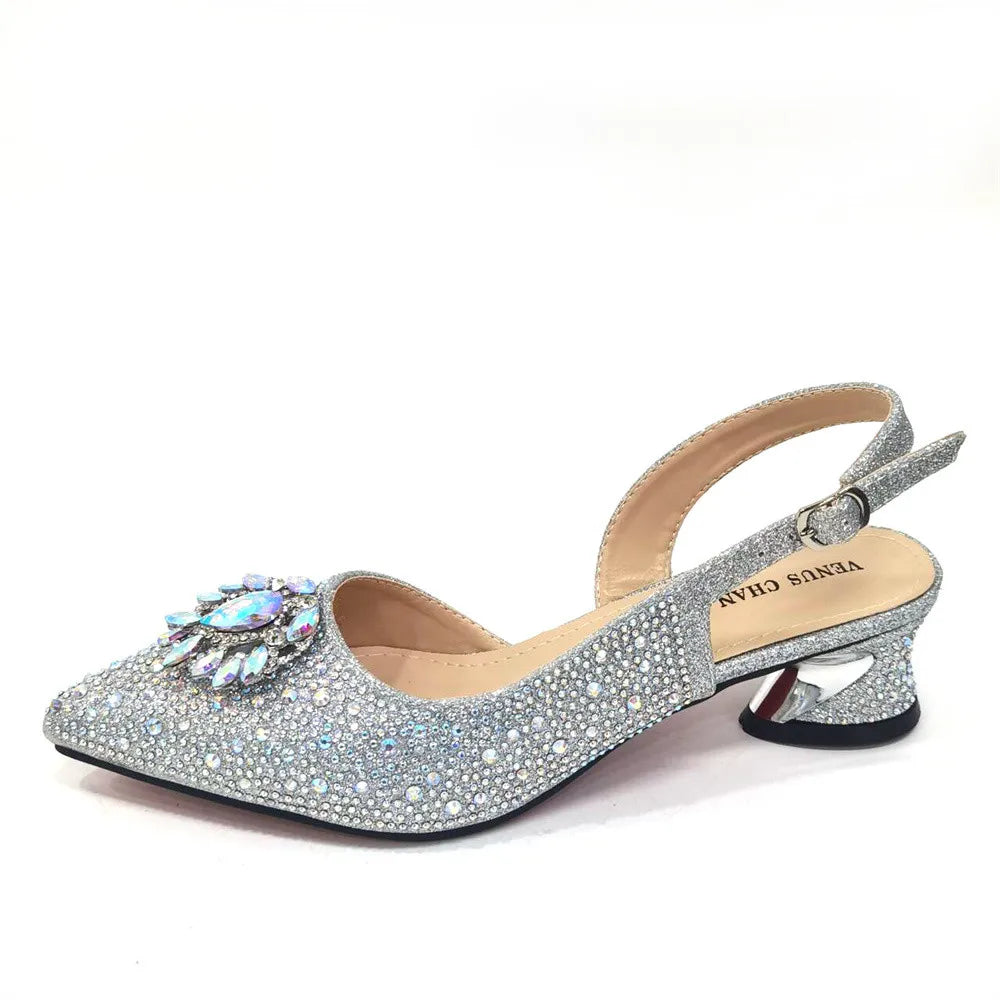 2024 Ladies High Quality Women's Pumps And Bag Italian Fashion Design Silver Mixed Color Bag For Nigeria Wedding Party