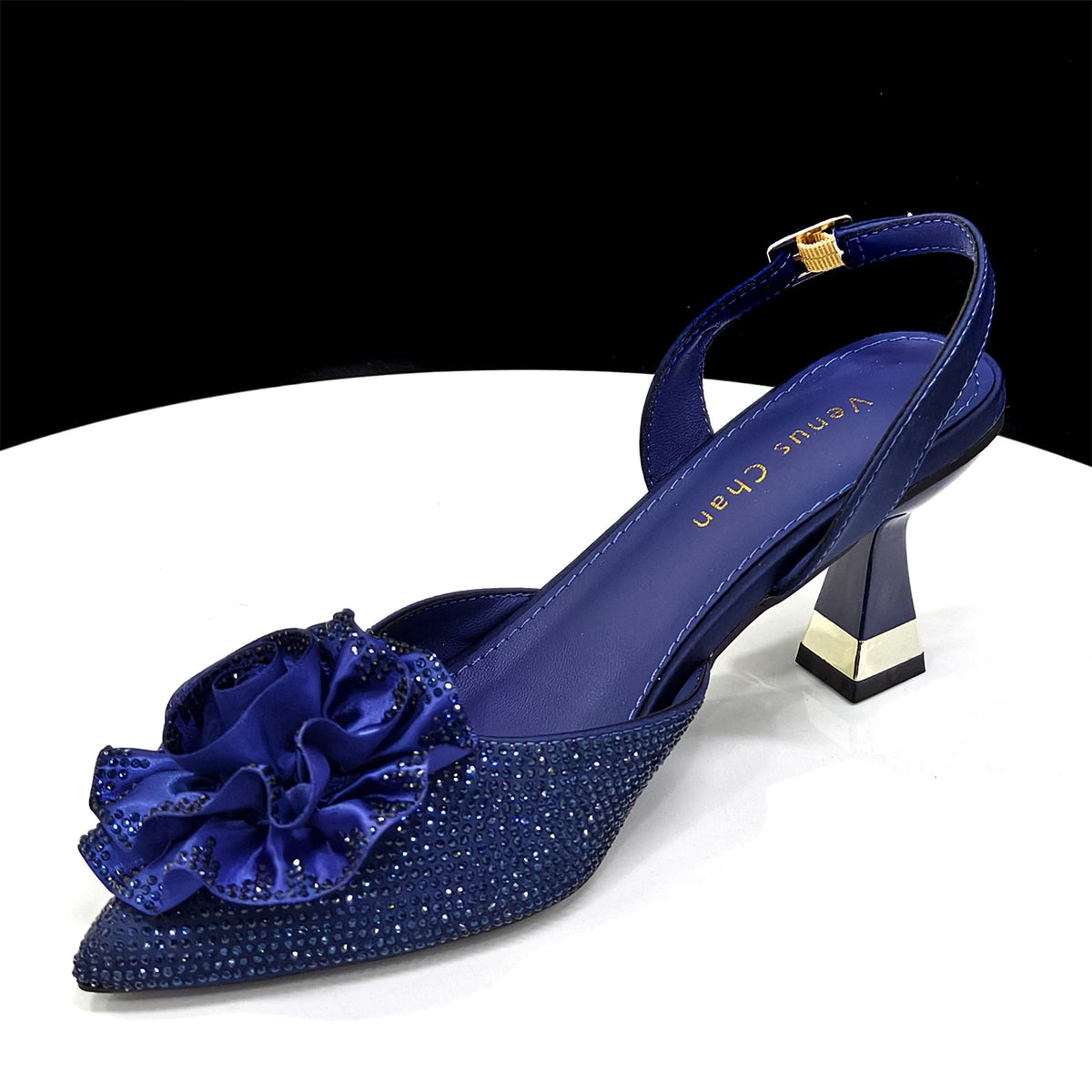 Venus Chan 2025 Elegant Shiny Green Handbag & Medium Heel Shoe Set with Exquisite Handmade Floral Accents for Weddings & Parties