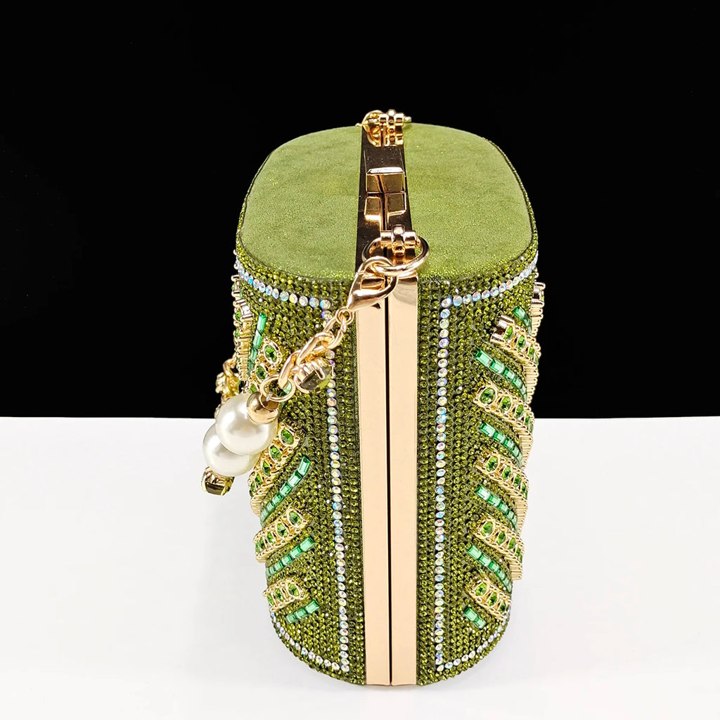 Queena Yan 2025 Elegant Fruit Green Women's Green Heels and Rhinestone Handbag Set - Italian Design for Weddings and Parties