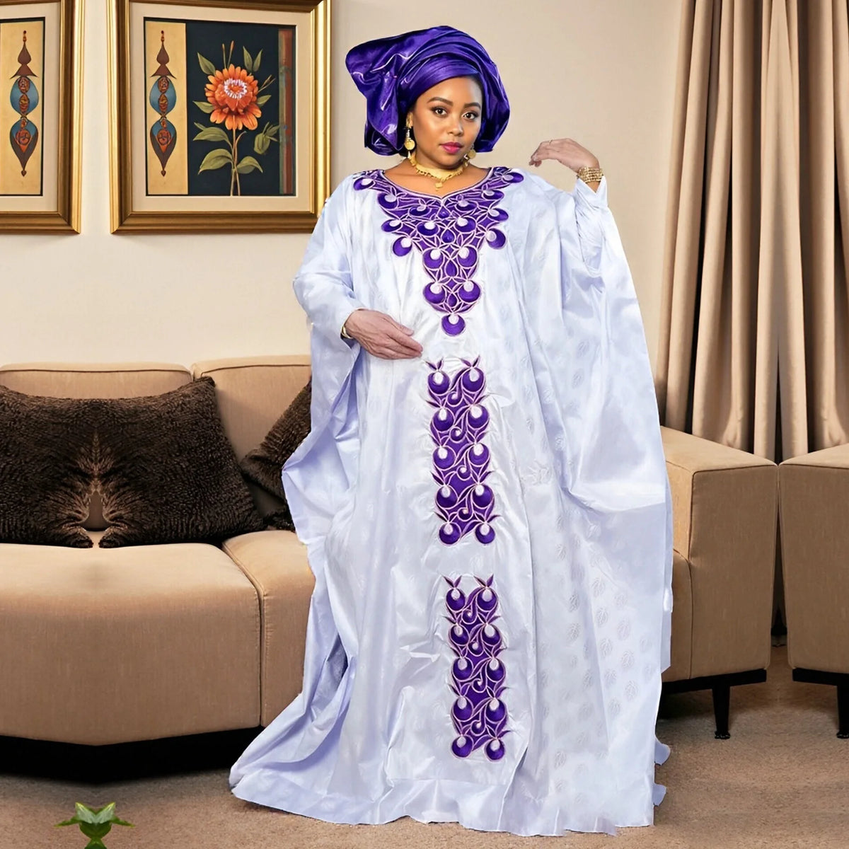 African Attire For Women Abaya Embroidery Plus Size Elegant Party Church Dress