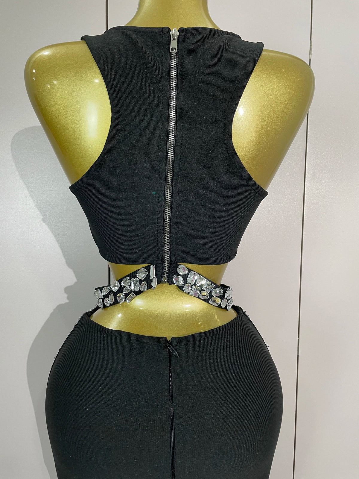 New Luxury Shining Sewed Diamond Black Long Bandage Two Piece Set Women Celebrate Evening Party Elegant Celebrity Birthday Dress