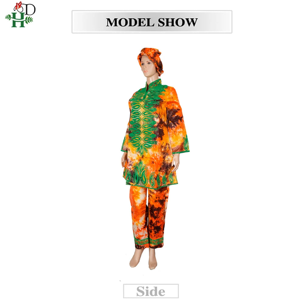 H&D African Clothes For Women Traditional Embroidery Dress High Quality Tops Pants Suit Muslim Wedding Party Clothing 2024 2025