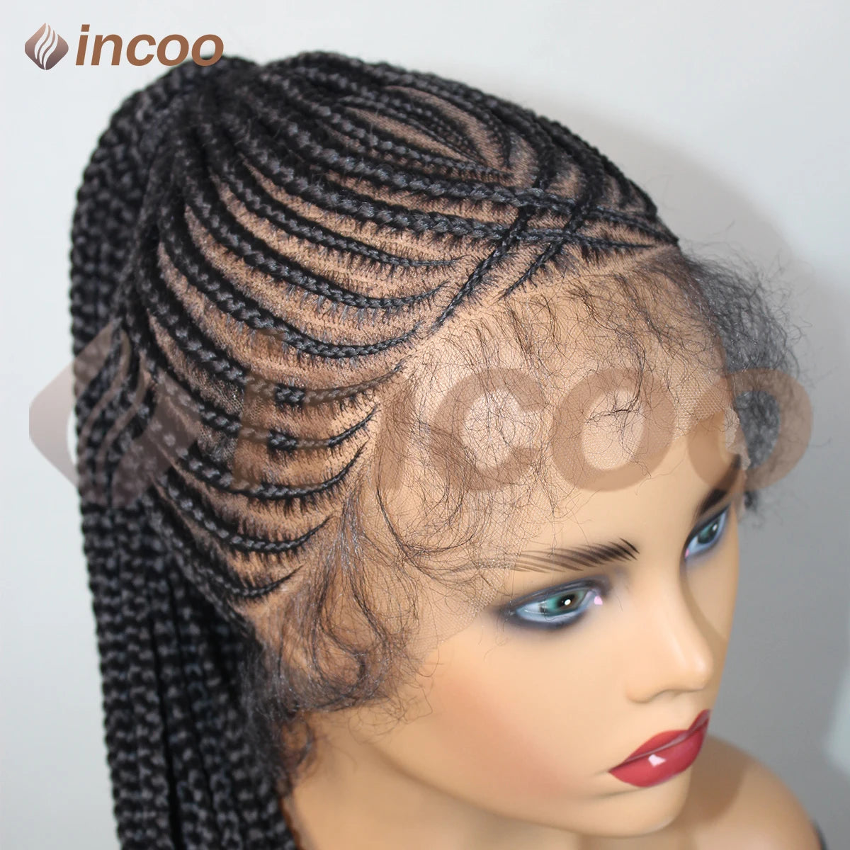 30" Synthetic Updo Braided Wigs Super Lightweight Full Lace Wig Knotless Ponytail Box Braids Wig For Women With Baby Hair