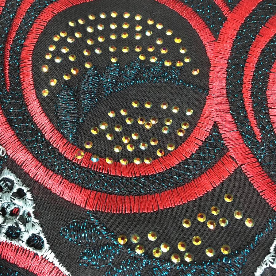 SJD LACE Swiss Voile African Stones Cotton Lace Fabrics 5 Yards 2024 High Quality Nigerian Lace for Women Party Dresses Sew 4079