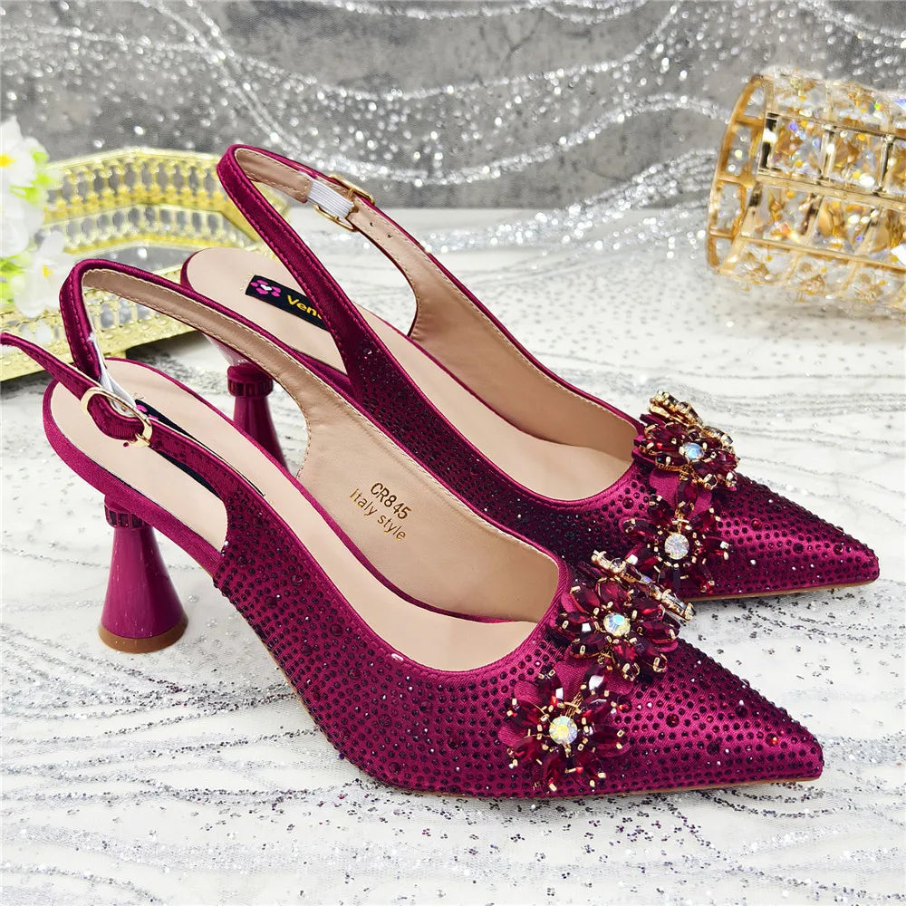 Latest Design Shoes for Women 2025 Designer Luxury Wedding Shoes Bride Party Pumps Decorated with Rhinestone Ladies Sandals