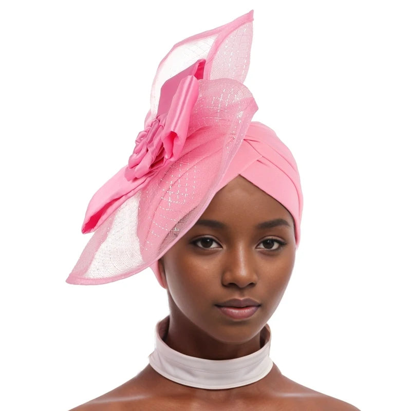 Retro Veil Turban Cap for Women Exaggerated Party Headpiece Hat African Head Wraps Bonnet Muslim Wrap Head Turbans