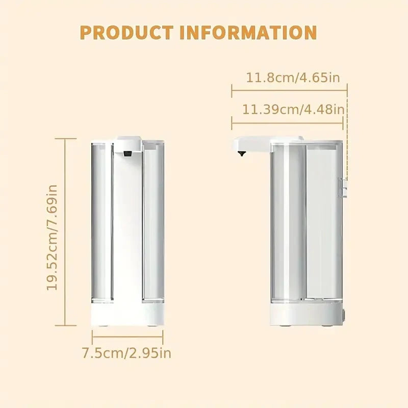 500ML Touchless Transparent Bottle IPX5 Waterproof USB Rechargeable New Electric Infrared Automatic Sensor Liquid Soap Dispenser
