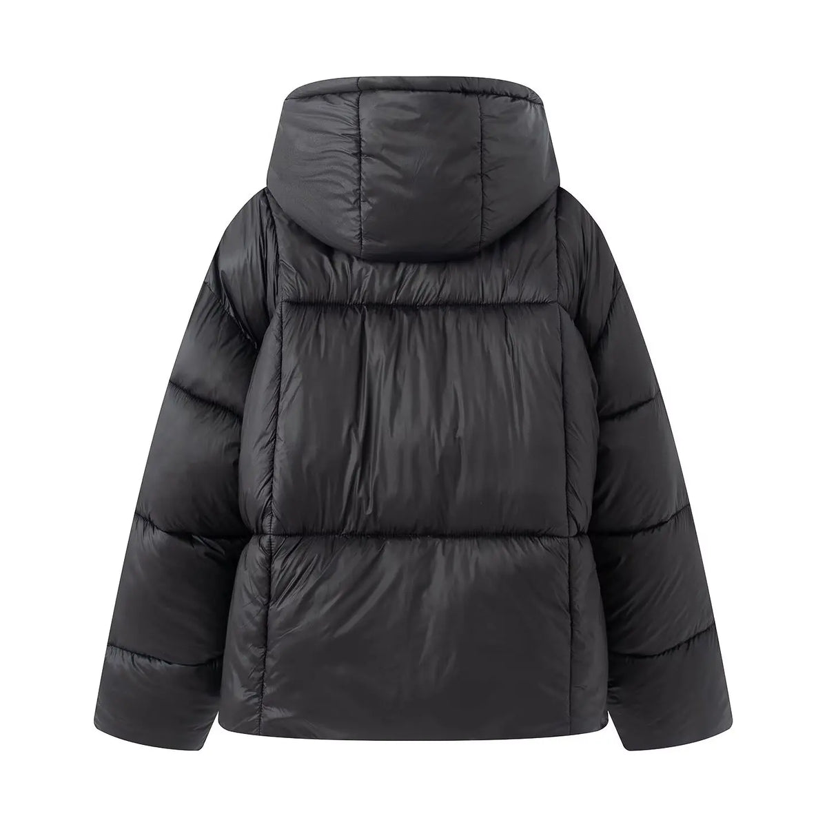 HH Female Winter Casual High Collar Warm Jackets Solid Hooded Long Sleeve Buttons Zipper Woman's New Fashion Loose Coats 2 Color