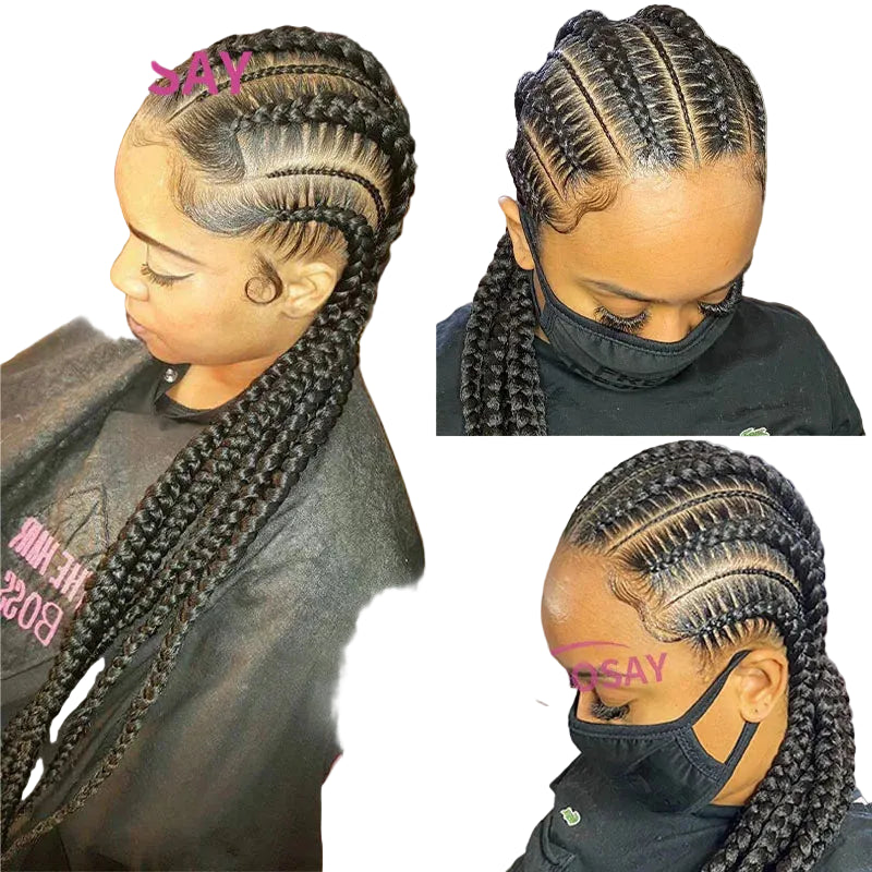 Incoo 36" Synthetic Full Lace Braided Wigs For Black Women Jumbo Knotless Box Braid Lace Wigs Cornrow Wig Braide African Hair