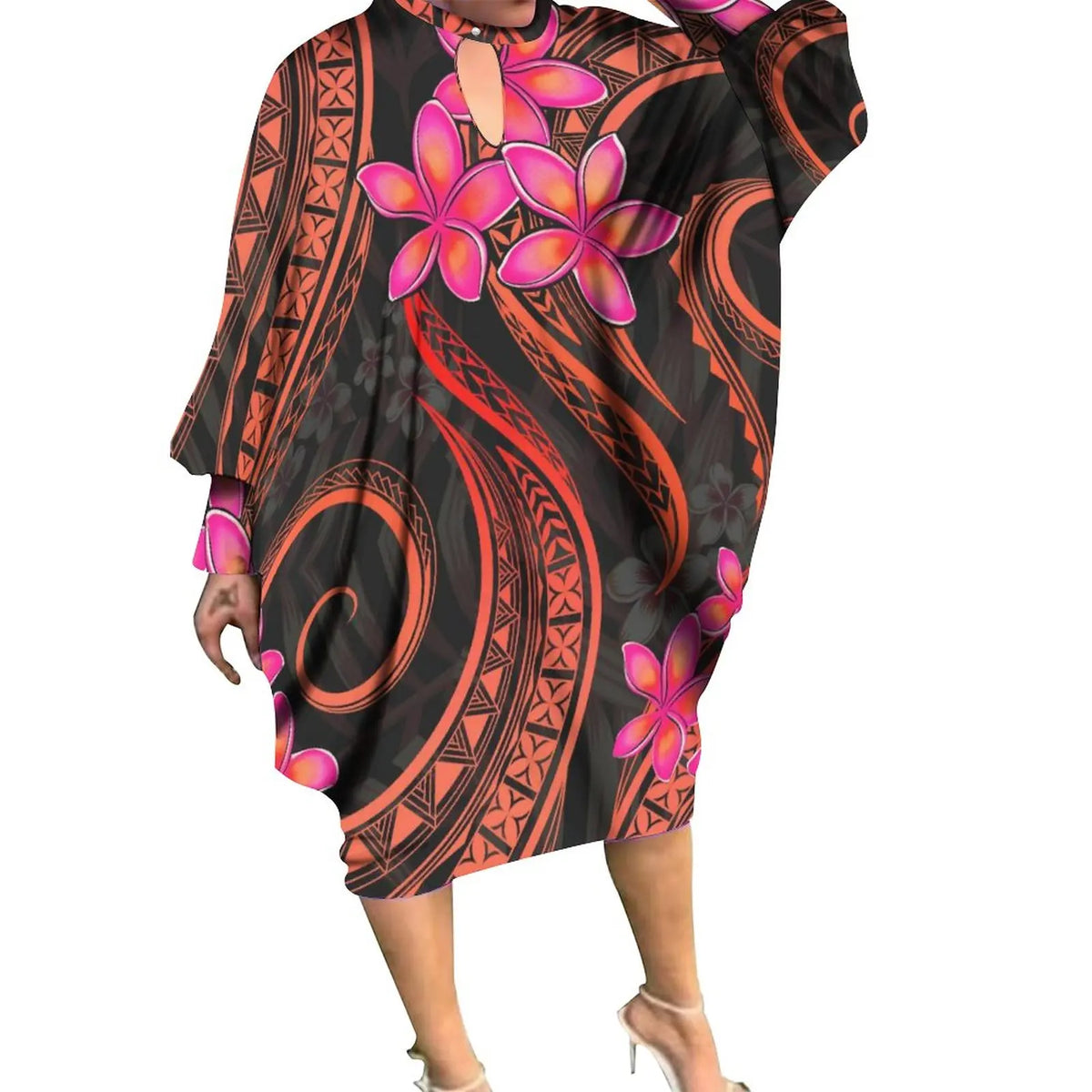 New Arrivals Polynesian Women Clothing Pacific Island Batwing Sleeve Casual Dresses Custom O Neck Samoan Dress