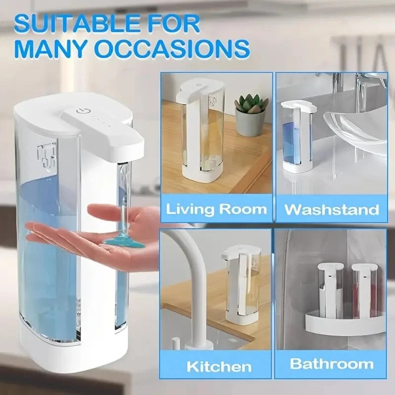 500ML Touchless Transparent Bottle IPX5 Waterproof USB Rechargeable New Electric Infrared Automatic Sensor Liquid Soap Dispenser