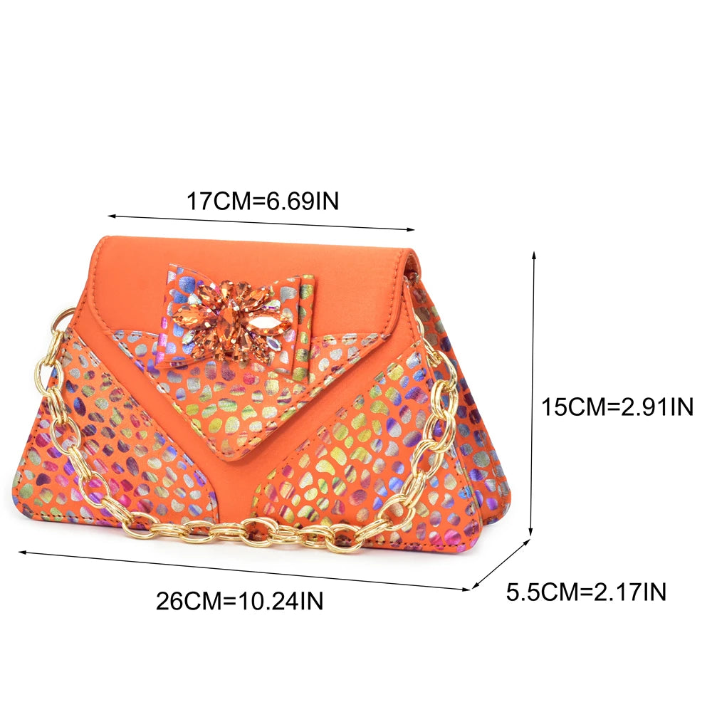 Matching Shoes and Bags Sets for Women Peep-Toe Heel Pumps for Women with Diamonds Shoe and Bag Set for Party in Woman Italian