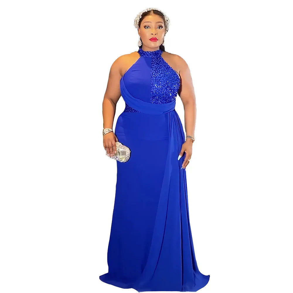 African Party Dresses for Women 2025 Elegant Turkey Muslim Maxi Dress Plus Size Fashion Dashiki Sequin Wedding Evening Gown