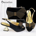 Queena Yan Newest Italian Design Special Synthetic Fabrics Women's Matching Shoe and Bag Set High Heel for Weddings and Parties