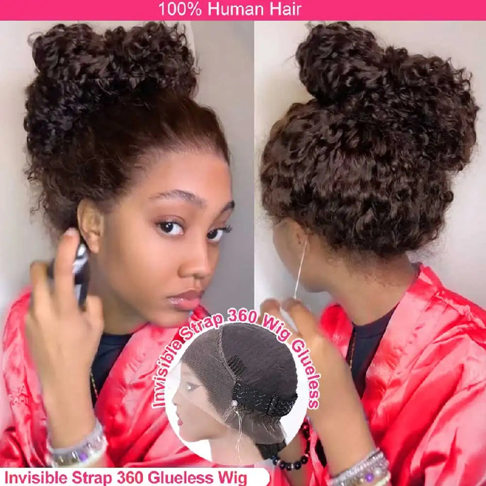Invisi Strap 360 Full Hd Lace Frontal Wig 250 Density Chocolate Brown 30 Inch Deep Wave Lace Front Wig Glueless Wig Human Hair