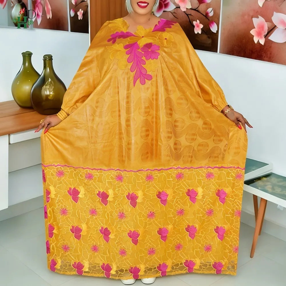 H&D 2026 African dresses for woman Plus Size Kaftan Dress Embroidery Bazin Riche Wedding Party Djellaba Church Gown Turkey Dress