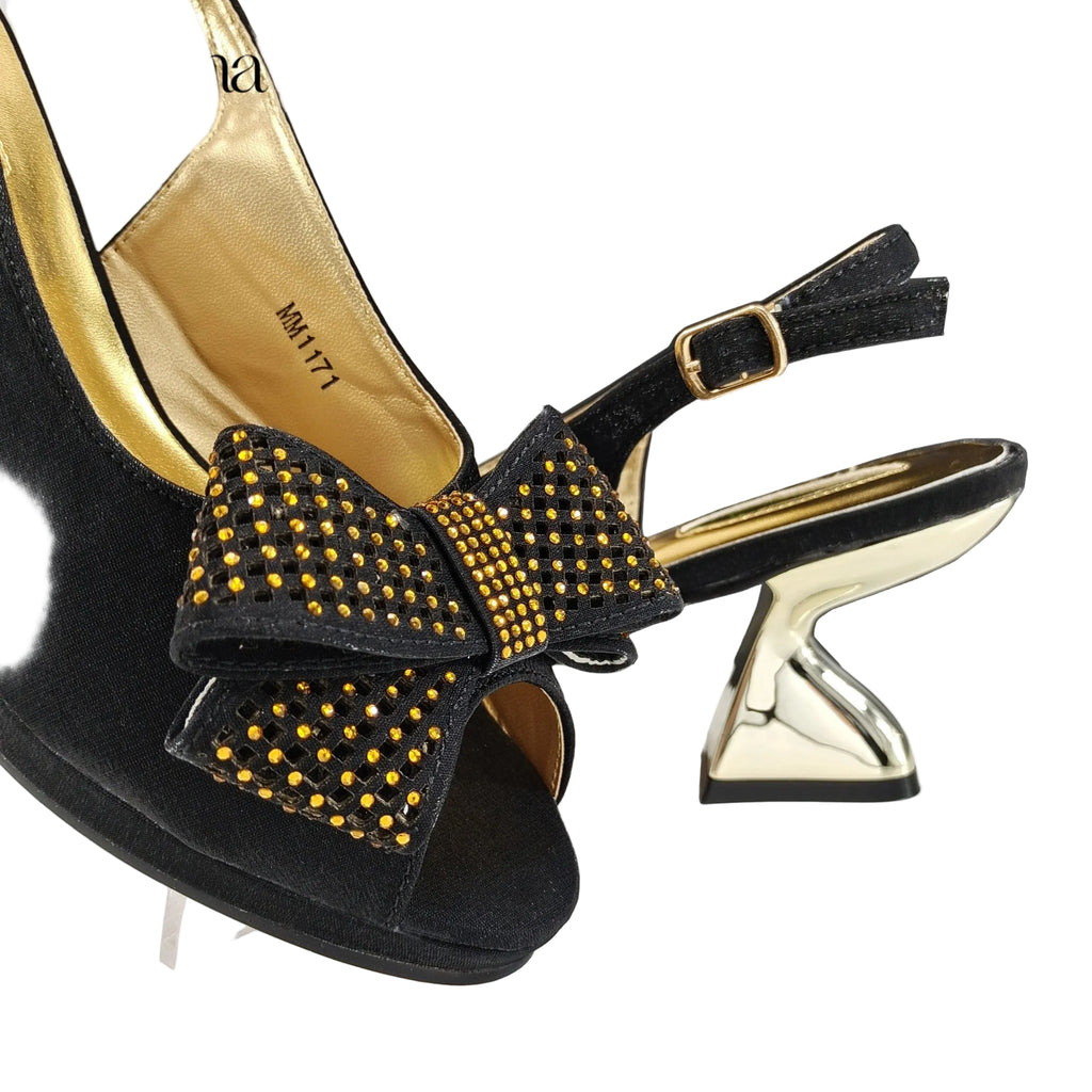 Elegant Women High Heels for Peep Toe Good Material Rhinestone Wine Sandals Italian Design Shoes and Bags Matching