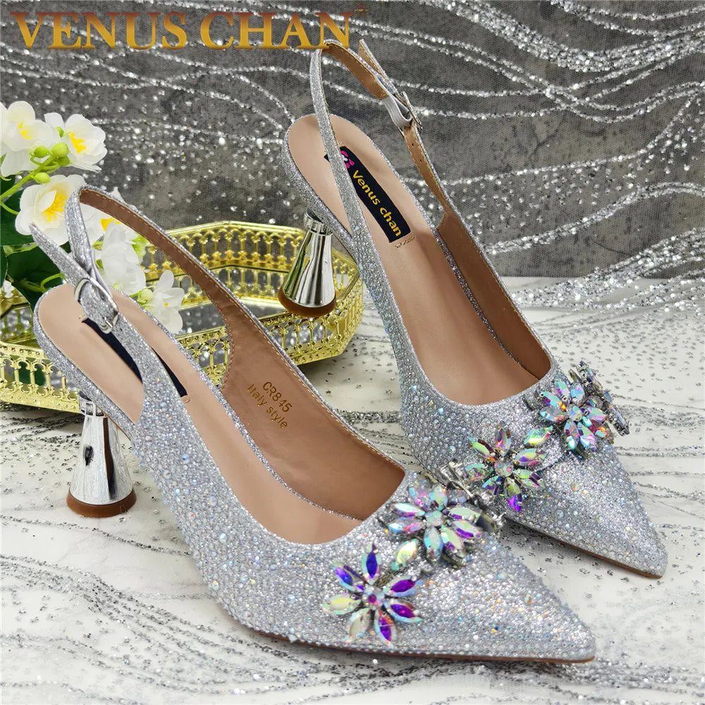 Latest Design Shoes for Women 2025 Designer Luxury Wedding Shoes Bride Party Pumps Decorated with Rhinestone Ladies Sandals