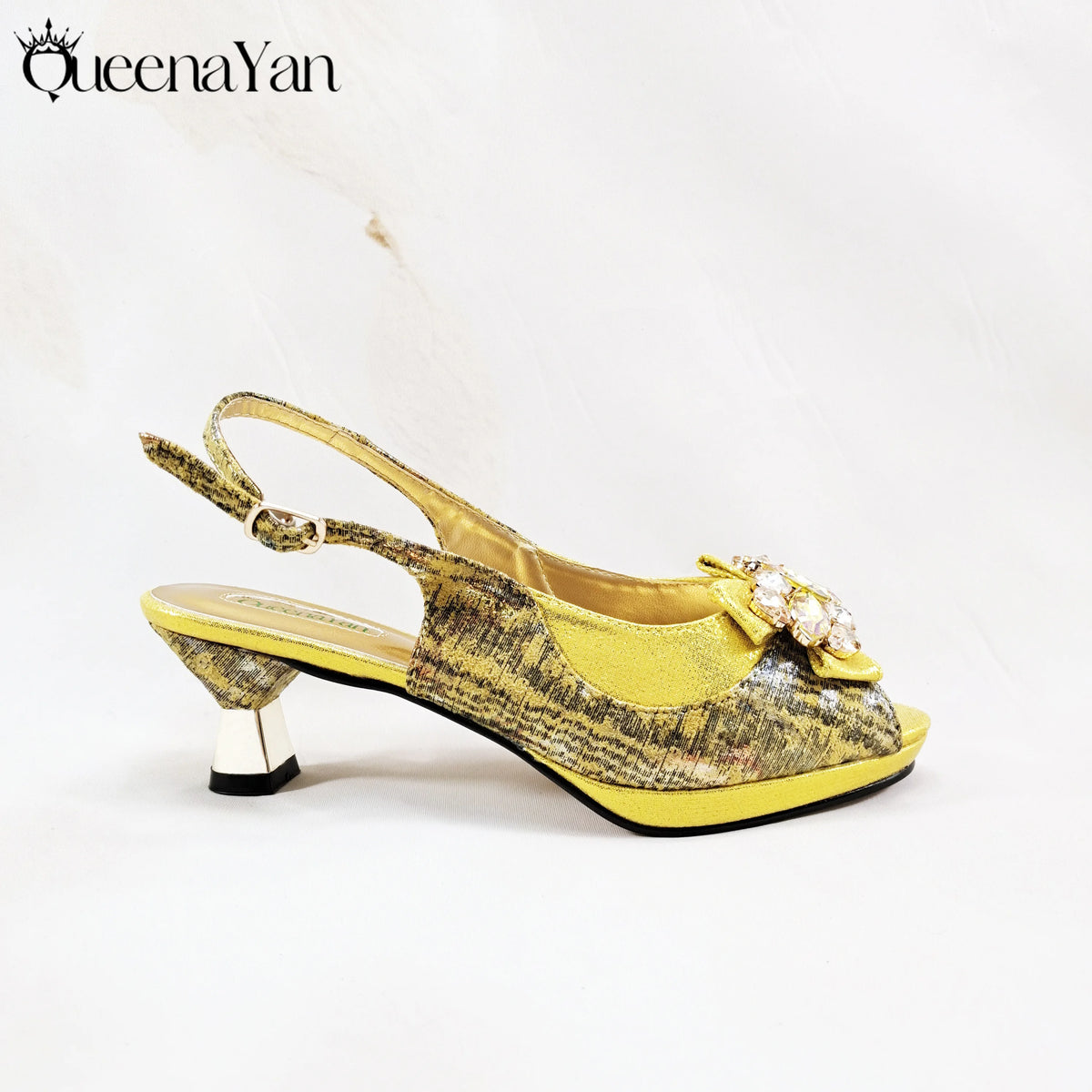 New Women High-Heel Shoes Elegant Wine Rhinestone Metallic Diamond Accents Paired with Match Handbag Exquisite Special-Material