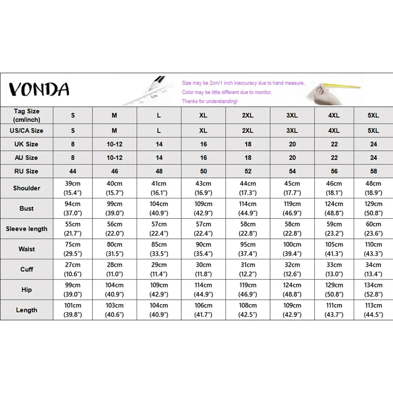 Plus Size VONDA Bohemian Midi Dresses Women Fashion Long Sleeve Print Vintage Party Long Vestidos 2026 Casual Oversize Robe 5XL