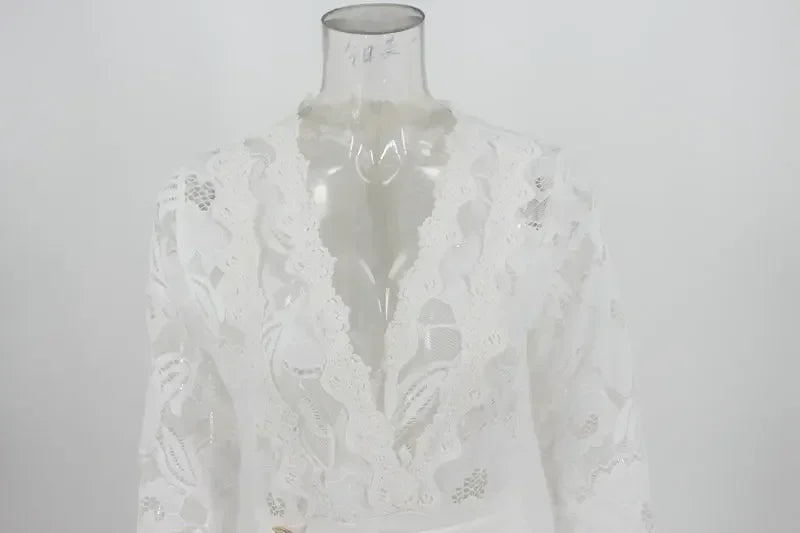 White Jumpsuit Women Overalls Elegant Lace Long One Piece High Waist Feather Y2k Sexy Wedding Party Night Evening Rompers