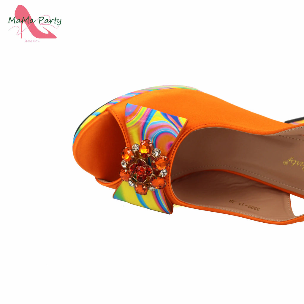 2024 Appliques Specials Italian Design Nigerian Women Shoes Matching Bag Set in Green Color INS Hot Sale Sandals