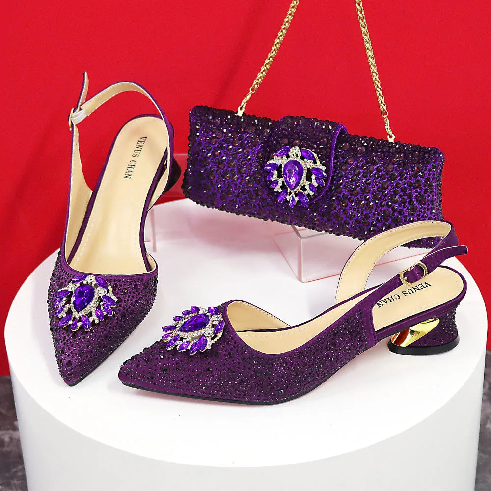 2024 Ladies High Quality Women's Pumps And Bag Italian Fashion Design Silver Mixed Color Bag For Nigeria Wedding Party