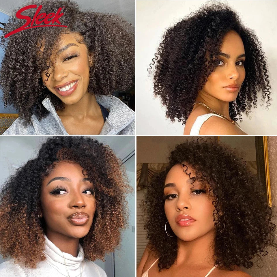 Sleek Afro Kinky Curly Black Human Hair Wigs Ombre T1B/30 Brazilian Curly Machine Made Remy Cheap Human Hair Wigs