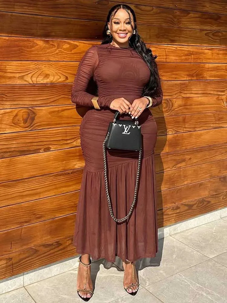 Women Summer Clothes Dress Bodycon High Quality Stretch Chic Elegant Evening Dress with Sleeves Slimming Waist Draped Dresses