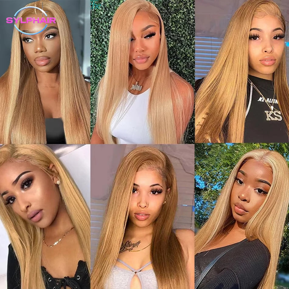 200% Bone Straight Honey Blonde Wig Human Hair 13x6 Hd Lace Frontal Wigs For Women 38 Inch #27 Colored Wig 13x4 Lace Front Wig