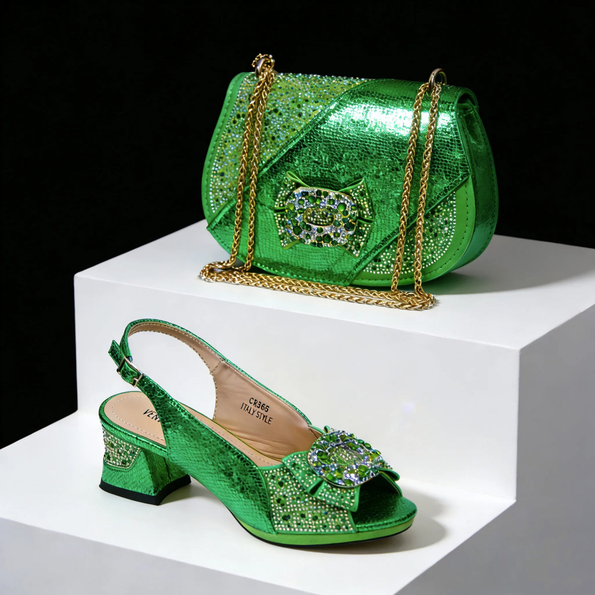 Venus Chan 2026 Elegant Rhinestone Peep Toe High Heels for Women - Italian Design Purple Sandals with Matching Handbags