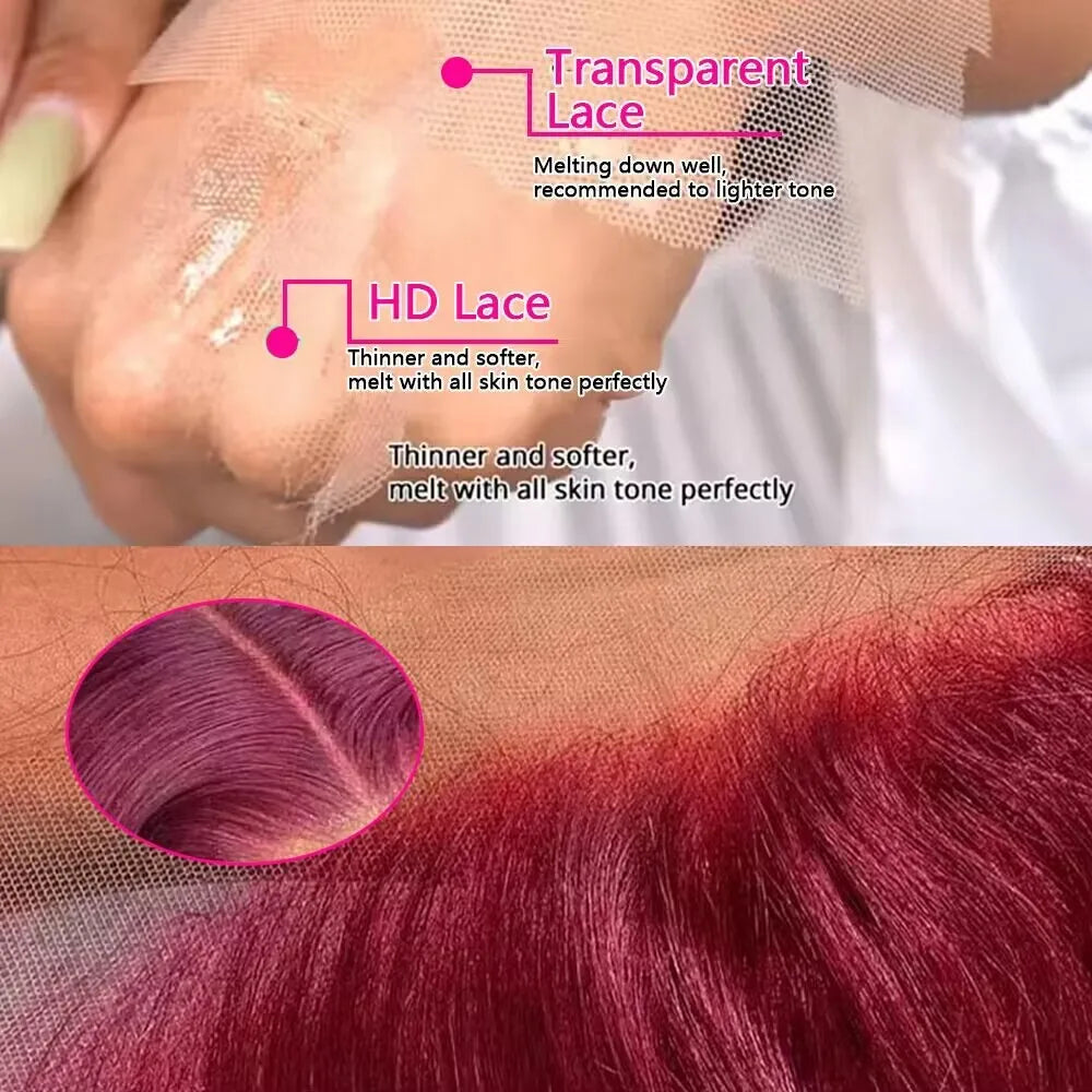 99J Burgundy Bob Wig Human Hair 14 Inch Preplucked Prebleached 13x4 HD Lace Front Wigs 200 Density Short Bob Straight Human Hair