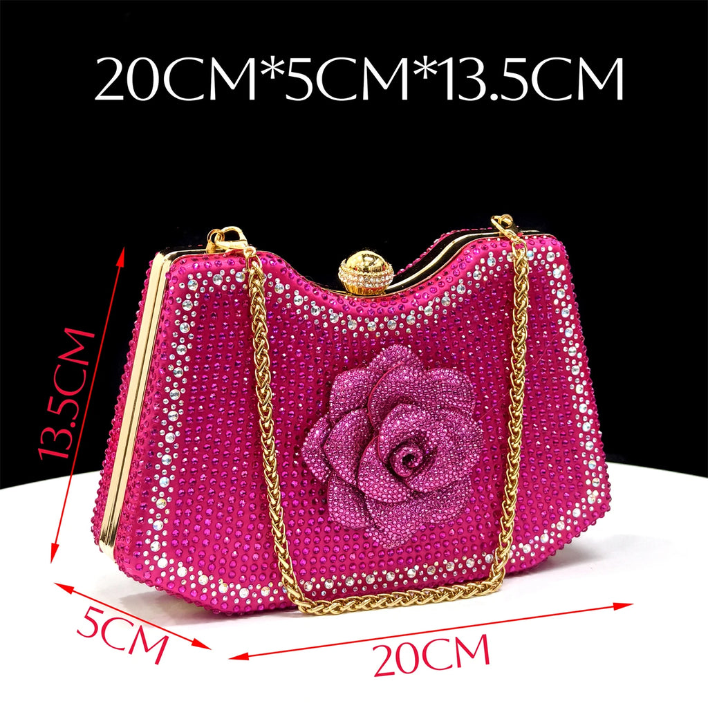 Venus Chan 2025 Elegant Shiny Green Handbag & Medium Heel Shoe Set with Exquisite Handmade Floral Accents for Weddings & Parties