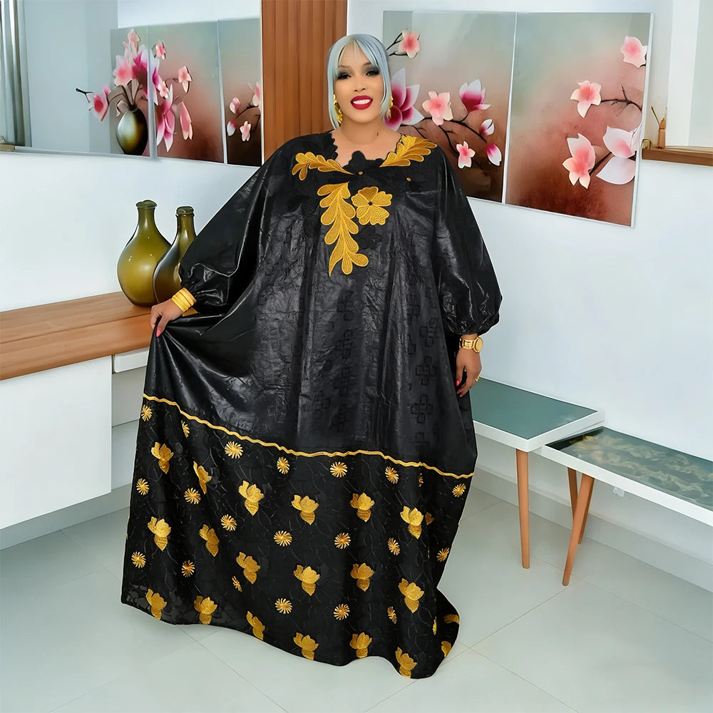 African Dresses for Women Dashiki Traditional Embroidery Bazin Gown Ankara White Robes Nigeria Wedding Evening Party Dress