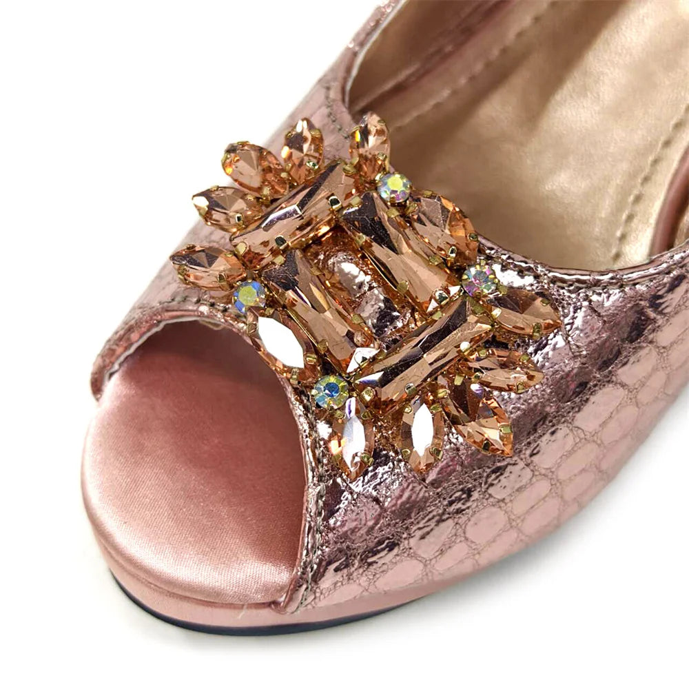 New Arrival Purple Colour Shoe and Bag Set Luxury Designer Shoes Women Matching Wedding Shoes and Bags Decorated With Rhinestone
