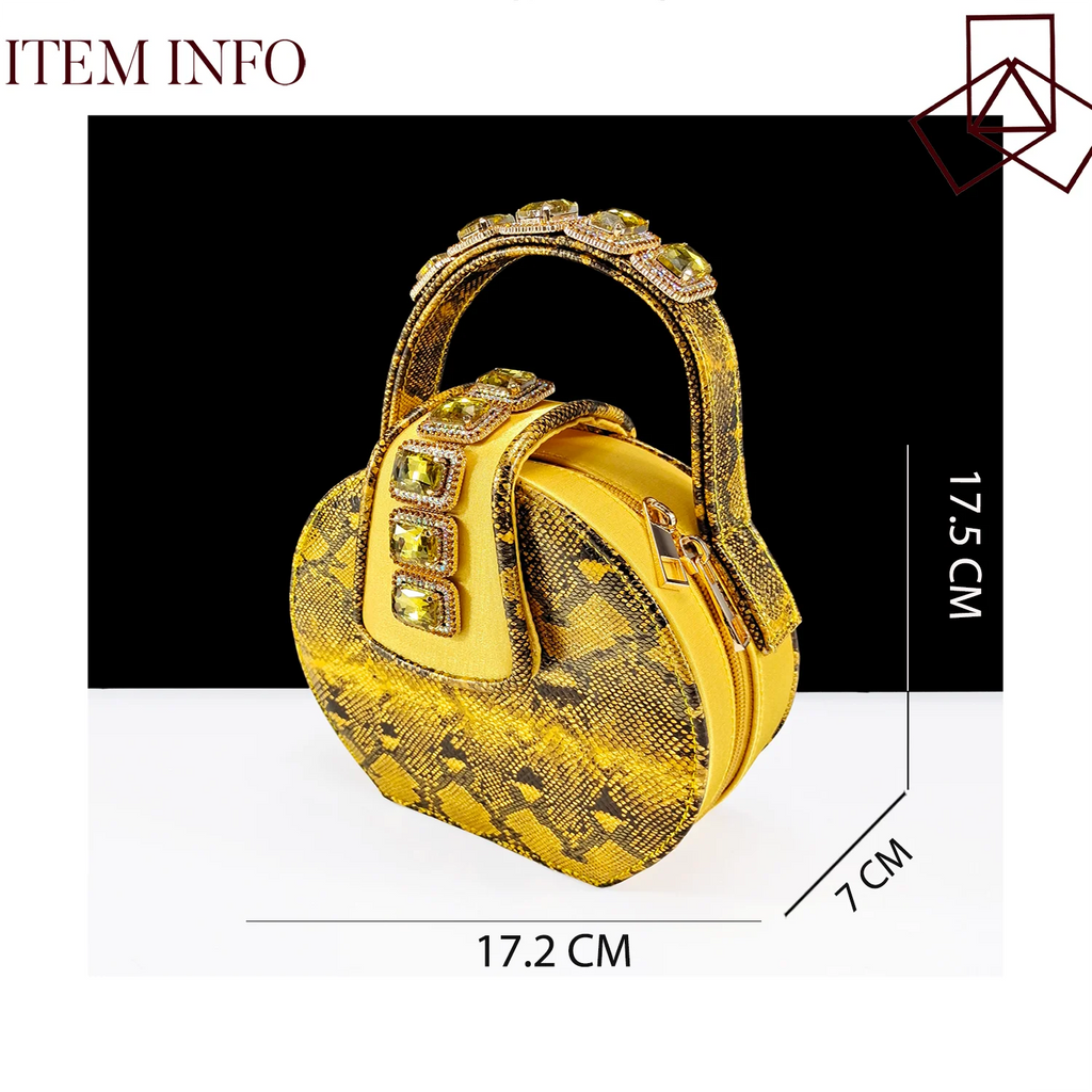Queena Yan New Luxurious Italian Women's Party Shoes&Bag Set Elegant Golden Rhinestone  Sandals with Peep Toe High Heels Wedding