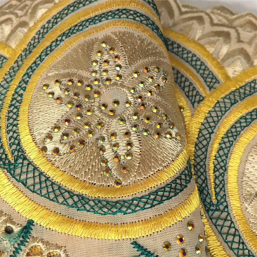 SJD LACE Swiss Voile African Stones Cotton Lace Fabrics 5 Yards 2024 High Quality Nigerian Lace for Women Party Dresses Sew 4079