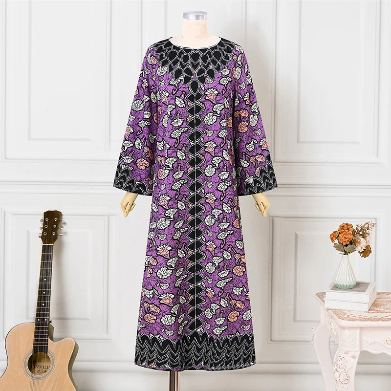VONDA Bohemian Party Dress Elegant Women Printing Sundress Vintage Flare Long Sleeve Maxi Vestidos Oversized O-Neck Robe Femme
