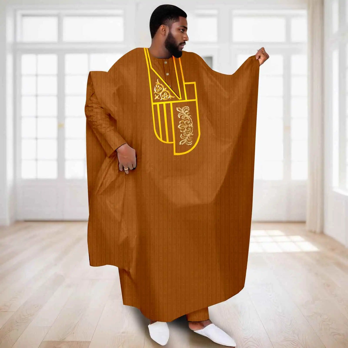 African Clothes for Men Muslim Robe White Tradition Wedding Party Suit Shirt Pants 3 Pcs Set Dashiki Agbada Ramada