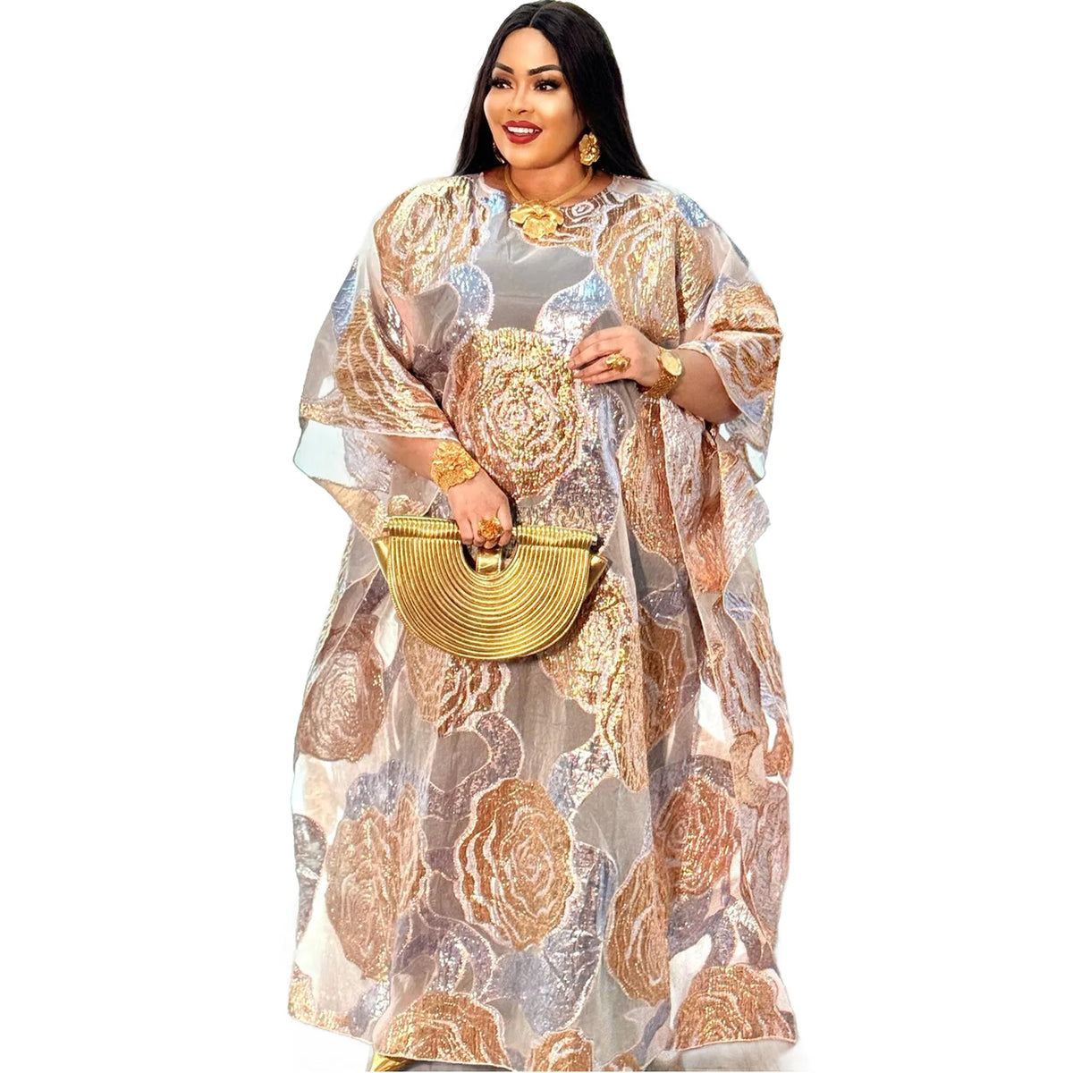 African Dresses For Women Luxury Boubou Material Rich Embroidery Design