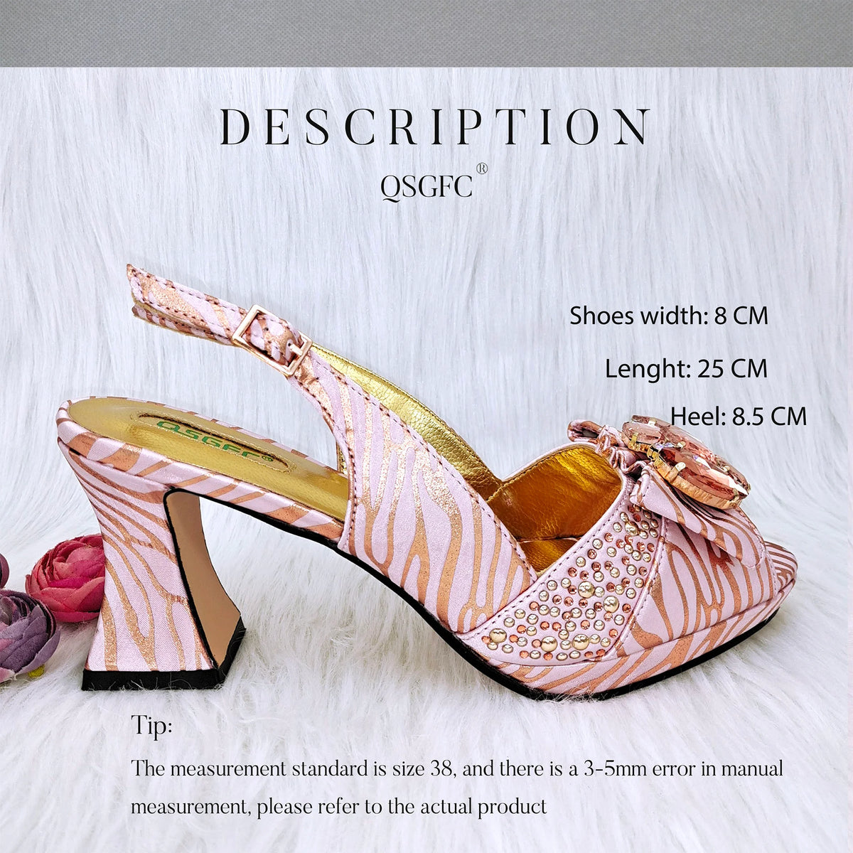 QSGFC The Latest Style Fashion Square High-Heeled Shoes Nigerian Ladies OL Commuting Or Party Bag Dual-Purpose Bag