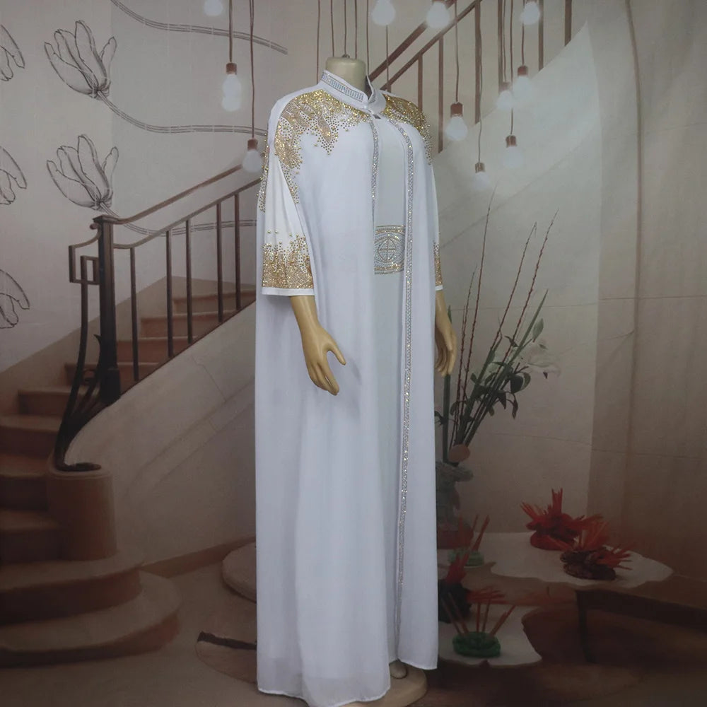 New Arrival african dress woman two-piece dress dress for church woman rhinestone luxury women's elegant dress