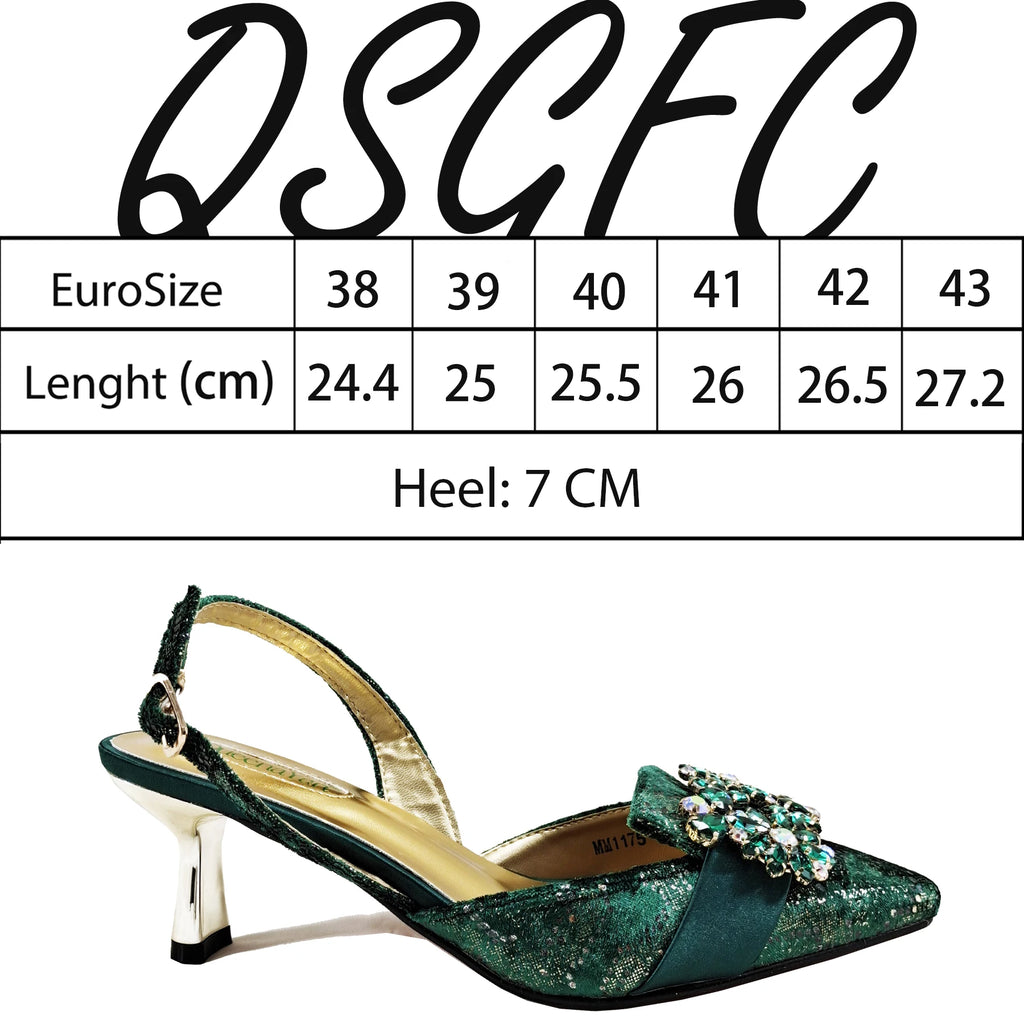 Queena Yan Newest Special Synthetic Fabrics Italian Design Women's High Heel Matching Shoe and Bag Set for Weddings and Parties