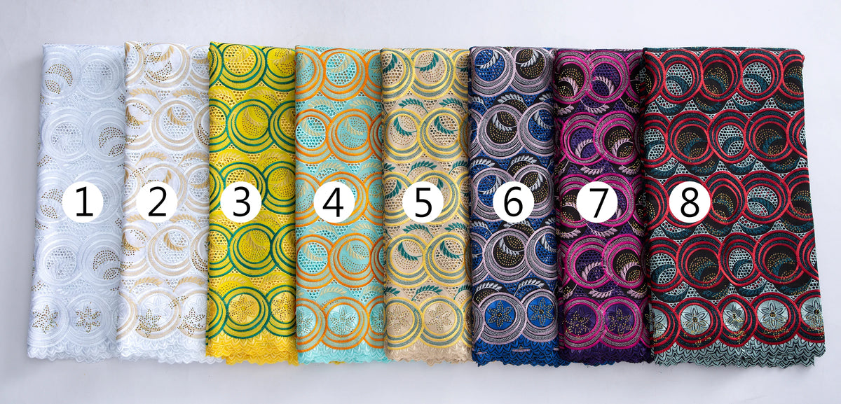 SJD LACE Swiss Voile African Stones Cotton Lace Fabrics 5 Yards 2024 High Quality Nigerian Lace for Women Party Dresses Sew 4079