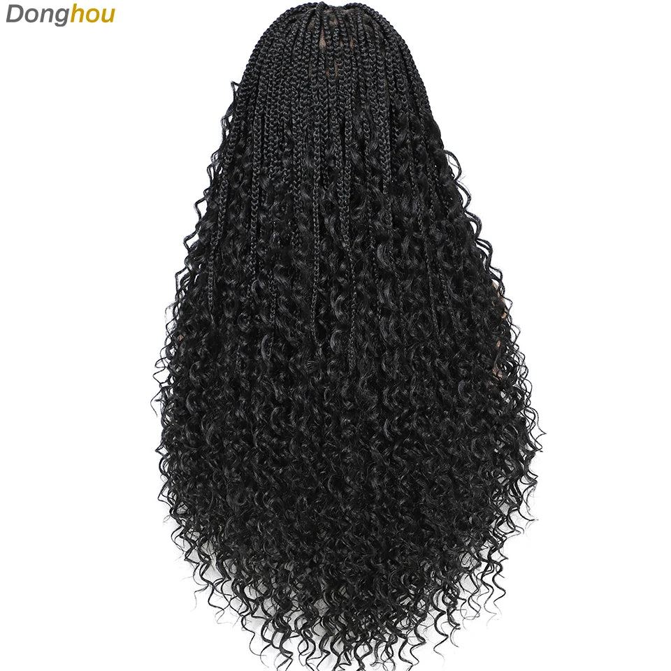 Ombre Boho Knotless Braided Wigs for Black Women 1B T30 Colors Bohemian Box Braids Wigs Perruques Tresses Africaines Naturelles
